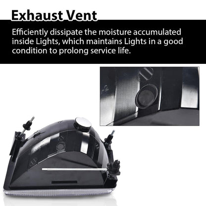 G-PLUS Headlights Assembly,Fit 1992-1996 Ford Bronco F150 F250 F53 F59/Fit 1992-1997 Ford F Super Duty & 1997 Ford F250 HD,Front Headlamps Left&Right W/o Bulbs,faros delanteros