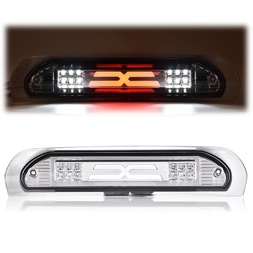 G-PLUS LED Third Brake Light Compatible with Dodge Ram 1500 2002-2008/ Ram 2500 3500 2003-2009 3RD LED Bar Brake Cargo Light (Clear lens Chrome Housing Amber Reflector)