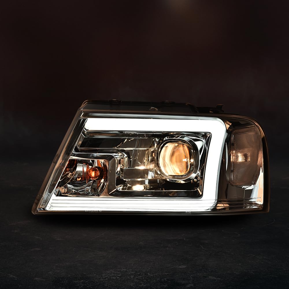 G-PLUS DRL LED Headlights Fit Ford F150 2004-2008/Lincoln Mark LT 2006-2008,NOT Fit 2004 F150 Heritage/Flareside Beds,Clear Lens Chrome Housing Clear ReflectorBumper Headlamps,faros delanteros