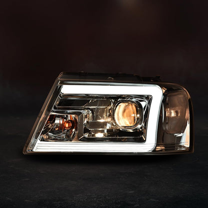 G-PLUS DRL LED Headlights Fit Ford F150 2004-2008/Lincoln Mark LT 2006-2008,NOT Fit 2004 F150 Heritage/Flareside Beds,Clear Lens Chrome Housing Clear ReflectorBumper Headlamps,faros delanteros