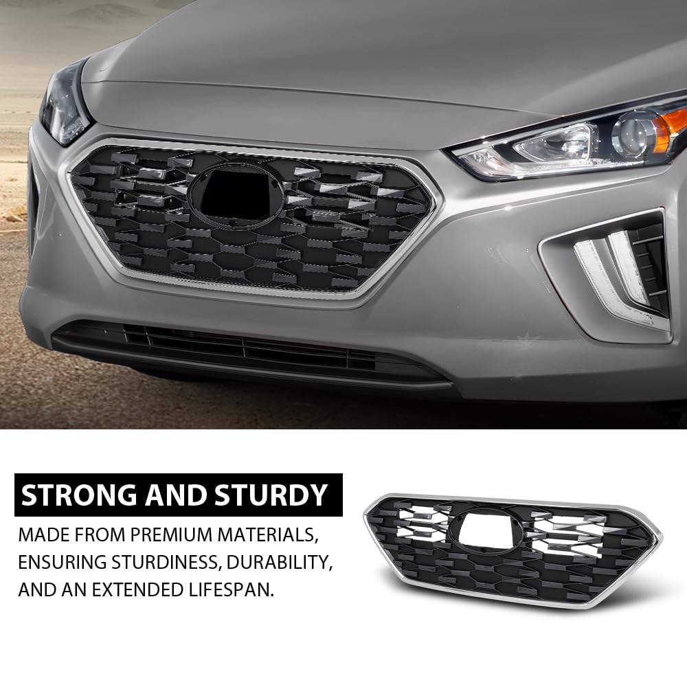 G-PLUS Front Bumper Grille Grill, Compatible with Ioniq 2020-2022 W/o Adaptive Cruise, 86350G2500, 86350 G2500
