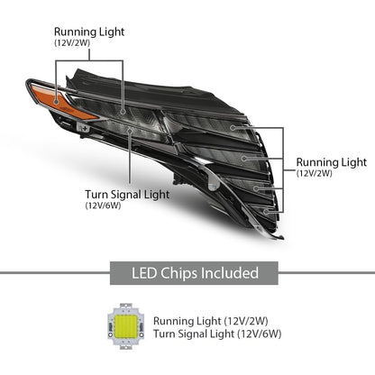 G-PLUS LED Headlights Front Headlamp Assembly Right Passenger, Compatible with Tucson 2021-2024, Clear Lens Black Housing Amber Reflector, 92208CW200, 92208-CW200 Bumper Headlamps,faros delanteros