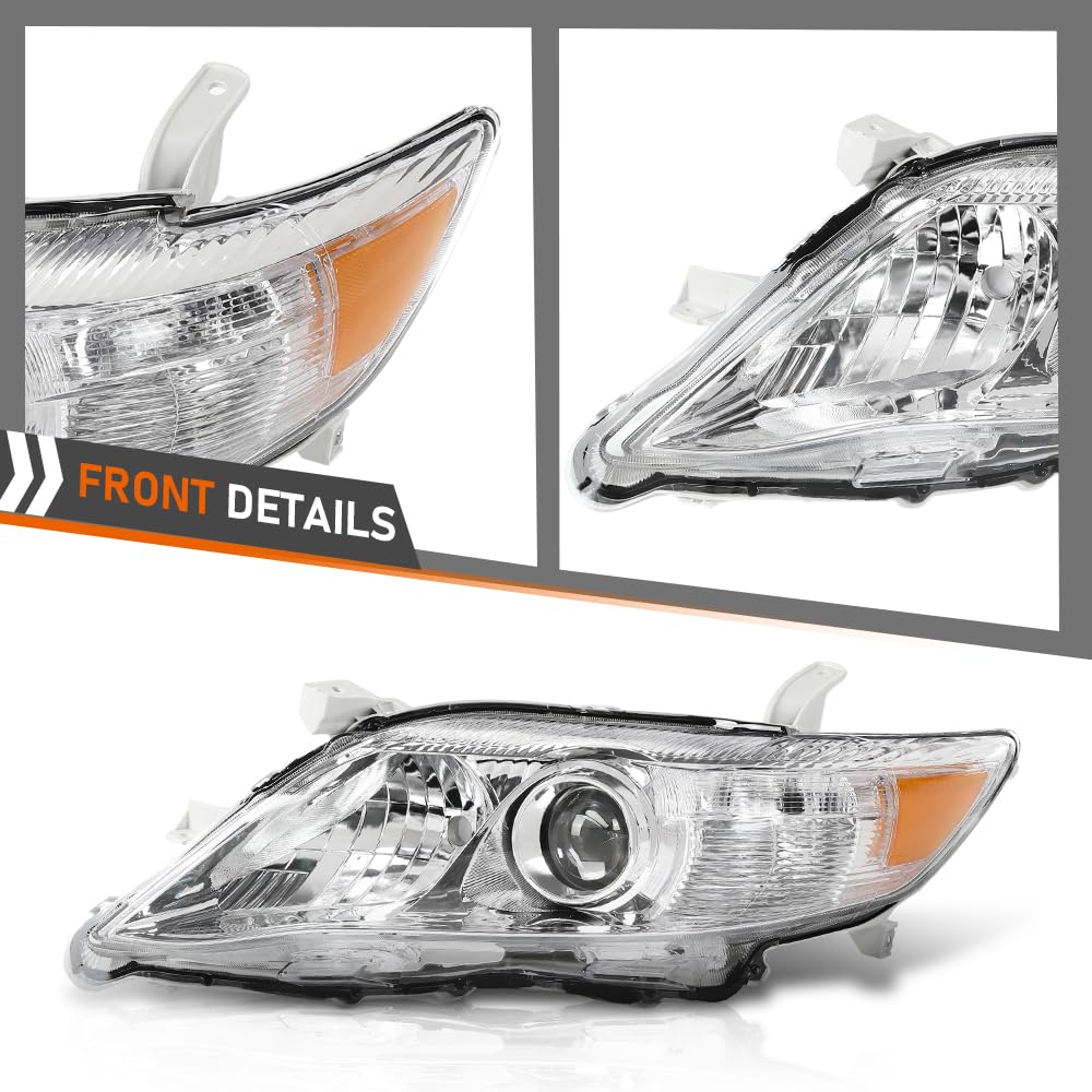 G-PLUS Headlight Assembly Front Headlamp Left Side Compatible with Toyota Camry Sedan 4-Door 2010-2011 TO2503195, TO2503195, 81150-06520, 81110-06520, 8111006500, TO2503191, 8115006500 White