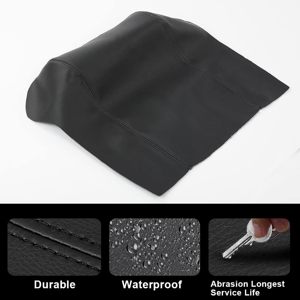 G-PLUS Real Leather Console Lid Armrest Cover Compatible with 2011-2016 Ford F250 Super DutyBlack