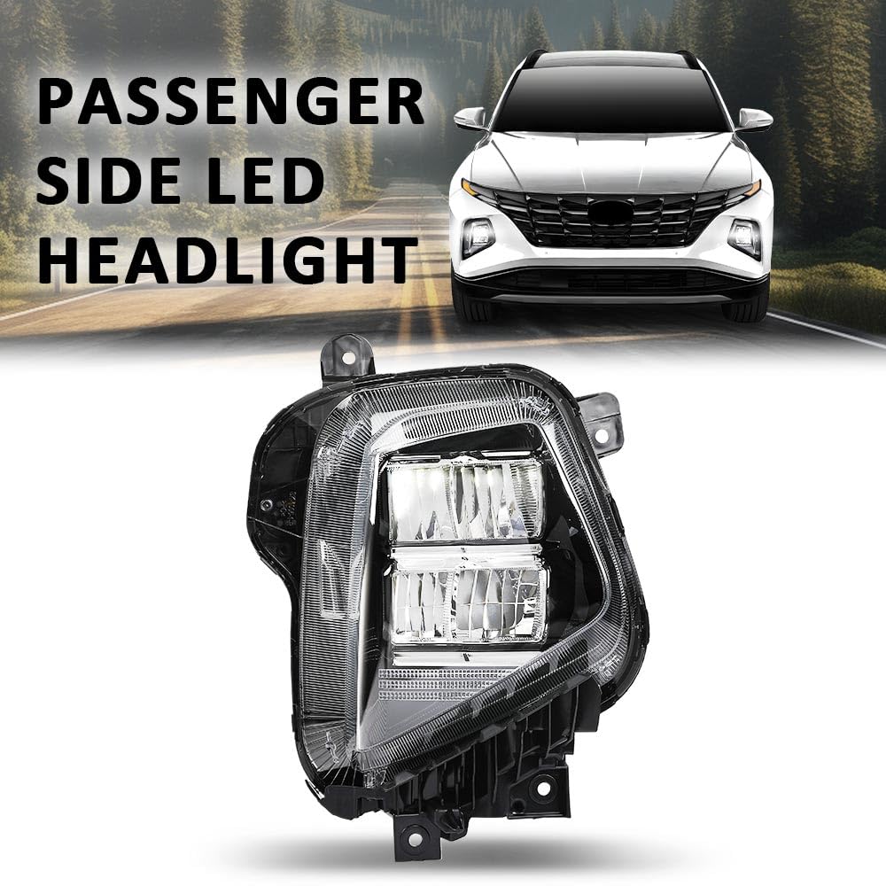 G-PLUS Right Side LED Headlight,Compatible with Hyundai Tucson 2022-2024,92102N9150, HY2503264 Black