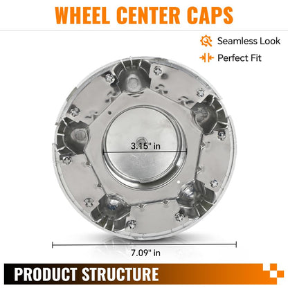 G-PLUS 7" Chrome Wheel Center Hub Caps Rim Covers Replacement 5 Lug Nut Hubcap Compatible with Ford F150 Expedition 1997-2003