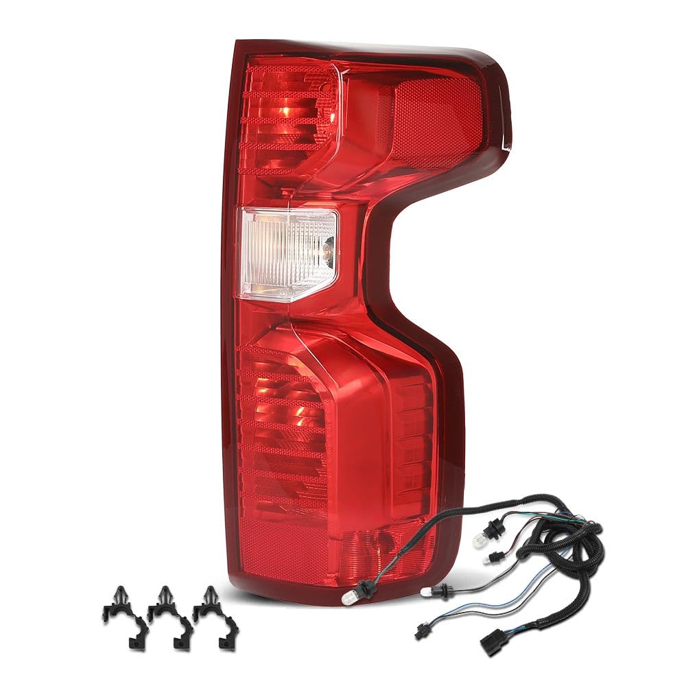 G-PLUS Tail Light Beake Lamp Compatible with Chevy Silverado 1500 2019-2023,Fit Silverado 2500HD 3500HD 2020-2023,Fit Halogen Type Only,Not Fit w/Factory LED Model,Right Luces TraserasAssembly