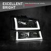 G-PLUS LED DRL Headlights, Compatible with 2003 2004 2005 2006 Chevy Silverado 1500/1500 HD/2500 HD/3500 Bumper Headlamps, Clear Lens Chrome Housing Clear Reflector
