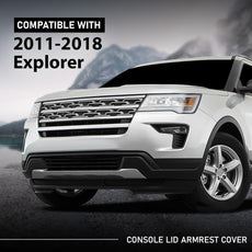 G-PLUS Center Console Cover for Ford Explorer 2011-2018 Black Leather Front View