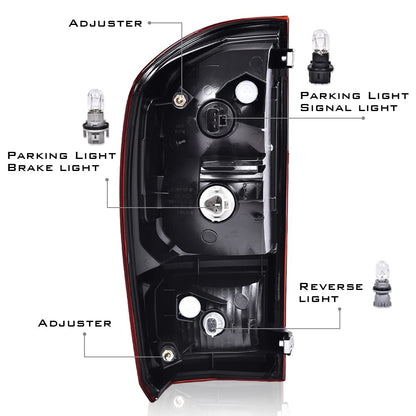 G-PLUS TRD PRO Tail Light Brake Lamp Compatible with Toyota Tacoma 2016-2023 Passenger Side Red Lens Black Housing 8156004170 8155004170 8156004180 8155004180 Luces TraserasAssembly