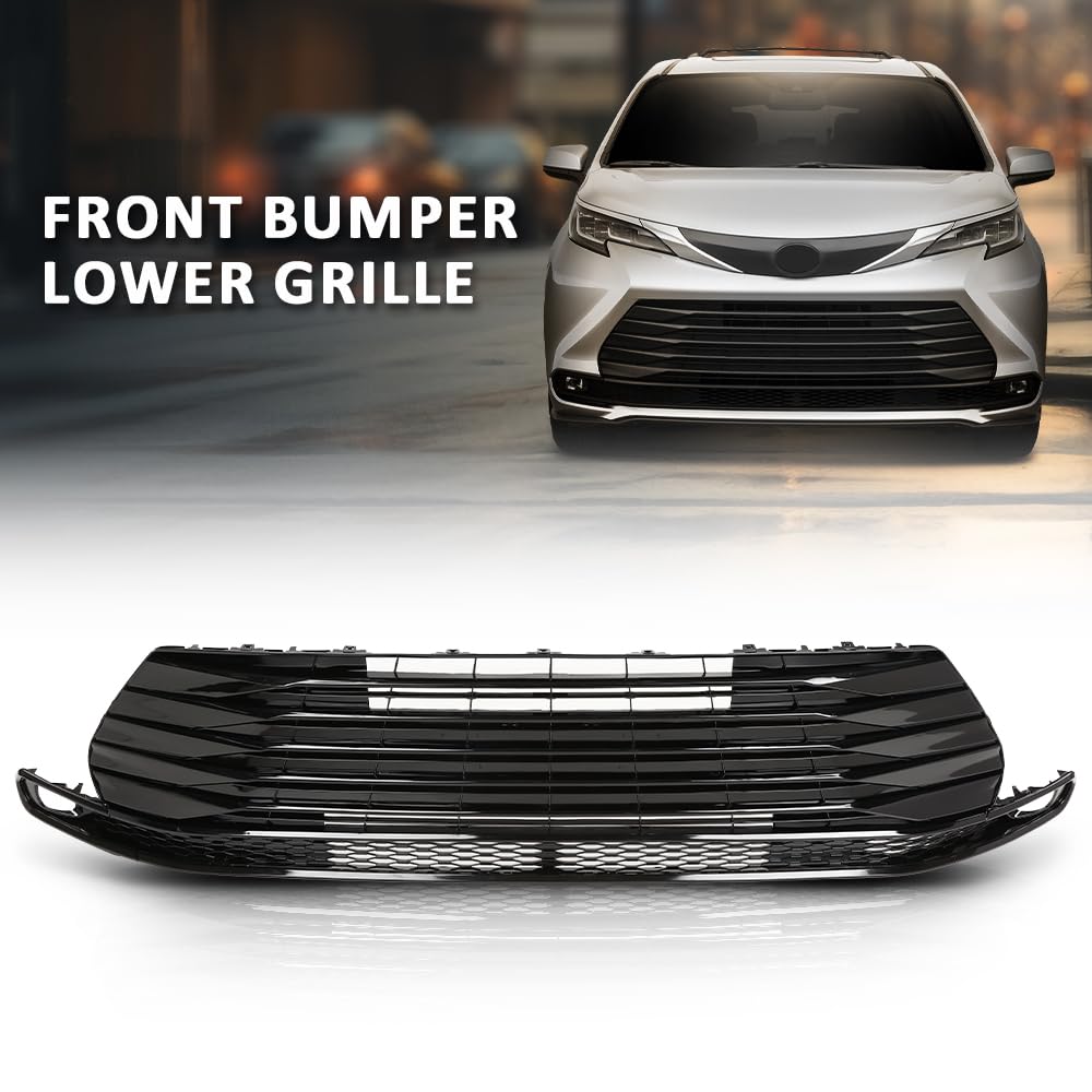 G-PLUS Front Lower Bumper Grille Grill, Compatible with Toyota Sienna LE 2021-2023, W/o Parking Sensor Hole, 5310208040, TO1036239