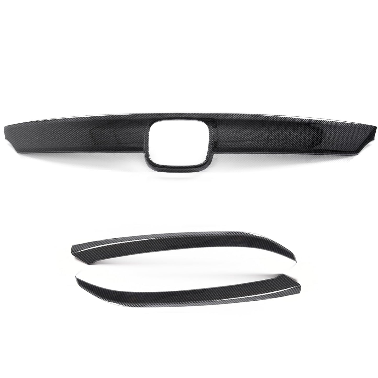 G-PLUS Carbon Fiber Front Bumper Lip Upper Grill Molding Trim Cover + 2Pcs Eyelid Cover Set, Compatible with Honda Accord 10th Gen Sedan 2018-2020, 3pcs