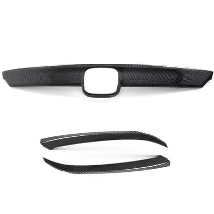 G-PLUS Carbon Fiber Front Bumper Lip Upper Grill Molding Trim Cover + 2Pcs Eyelid Cover Set, Compatible with Honda Accord 10th Gen Sedan 2018-2020, 3pcs