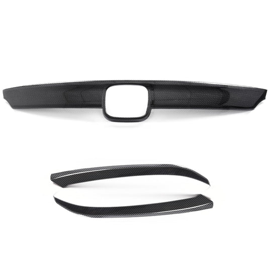 G-PLUS Carbon Fiber Front Bumper Lip Upper Grill Molding Trim Cover + 2Pcs Eyelid Cover Set, GRILLES | COMPATIBLE WITH HONDA Accord 10th Gen Sedan 2018-2020, 3pcs