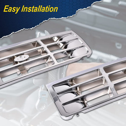 G-PLUS Front Grille Compatible with 1992-1996 Bronco/1992-1997 Ford F150 F250 F350 Chrom Plastic Truck Replacement