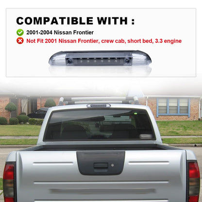 G-PLUS Third 3rd Brake Cargo Light Compatible With 2001-2004 Nissan Frontier Pickup Rear Roof Center High Mount Tail Lamps Replacement Black Housing Clear Lens