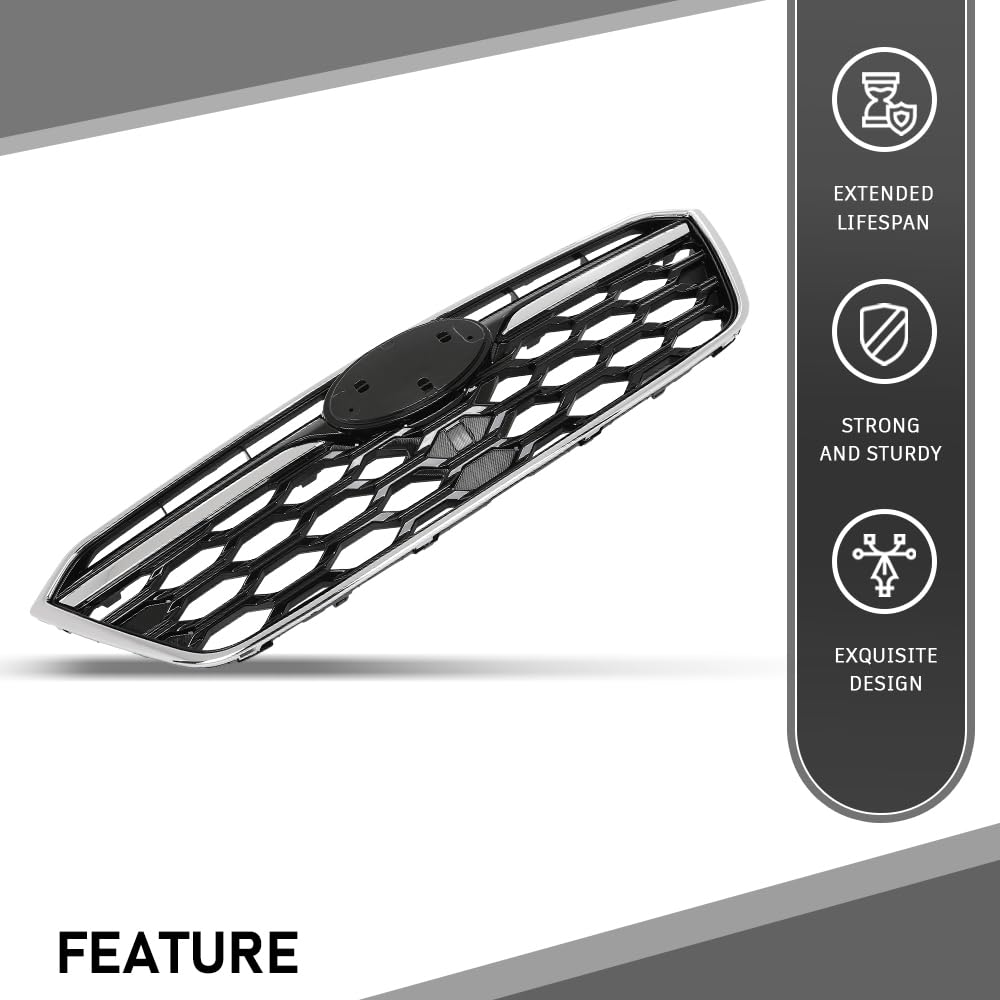 G-PLUS Front Upper Grille Black W/Chrome Trim Compatible with Subaru Outback 2020-2022 J1010AN010