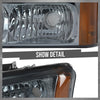 G-PLUS Headlights Assembly, Compatible with 2003 2004 2005 2006 Chevy Avalanche 1500 2500 Bumper Headlamps, Smoky Lens Chrome Housing Amber Reflector,faros delanteros