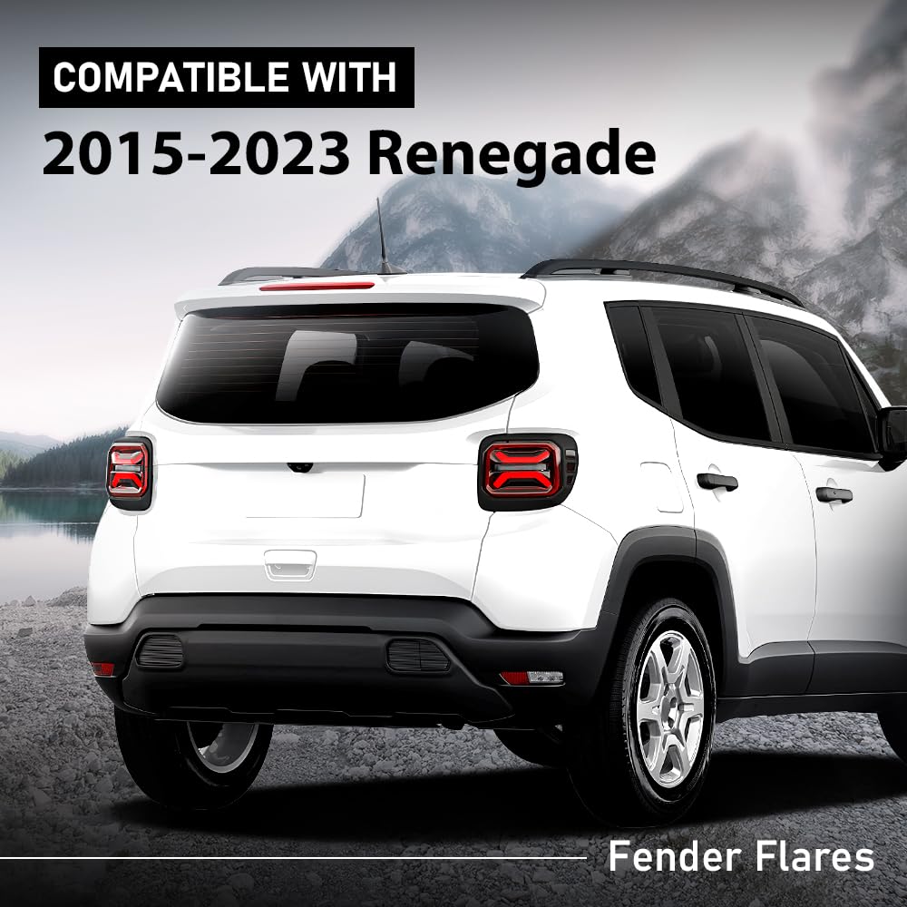 G-PLUS Rear Left and Right Fender Flares Compatible with Jeep Renegade 2015-2023 Wheel Opening Molding Arch Trim 5XB67LXHAA, 5XB66LXHAA, CH1790104, CH1791104 Black