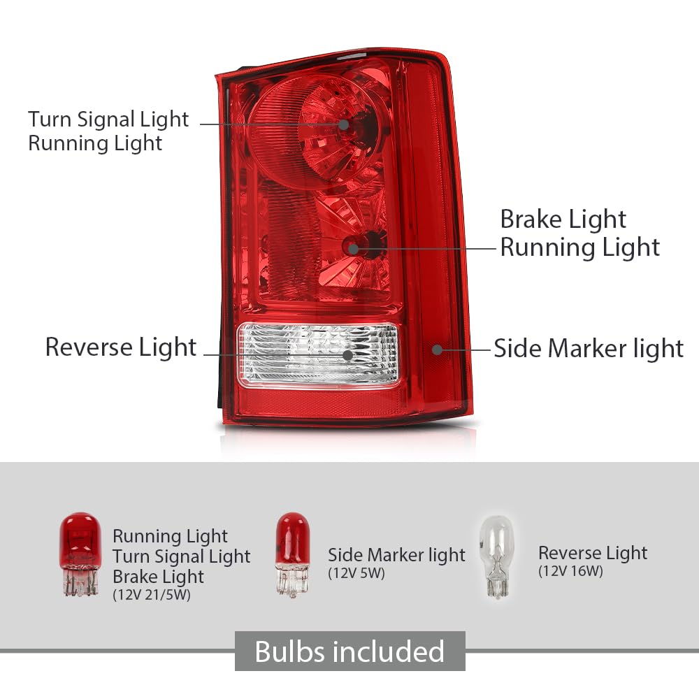 G-PLUS Tail Light Set Rear Brake Lamp with Bulb and Wiring Harness Compatible with Honda Pilot 4-Door Sport Utility 2009-2015 Passenger Side Luces TraserasAssembly