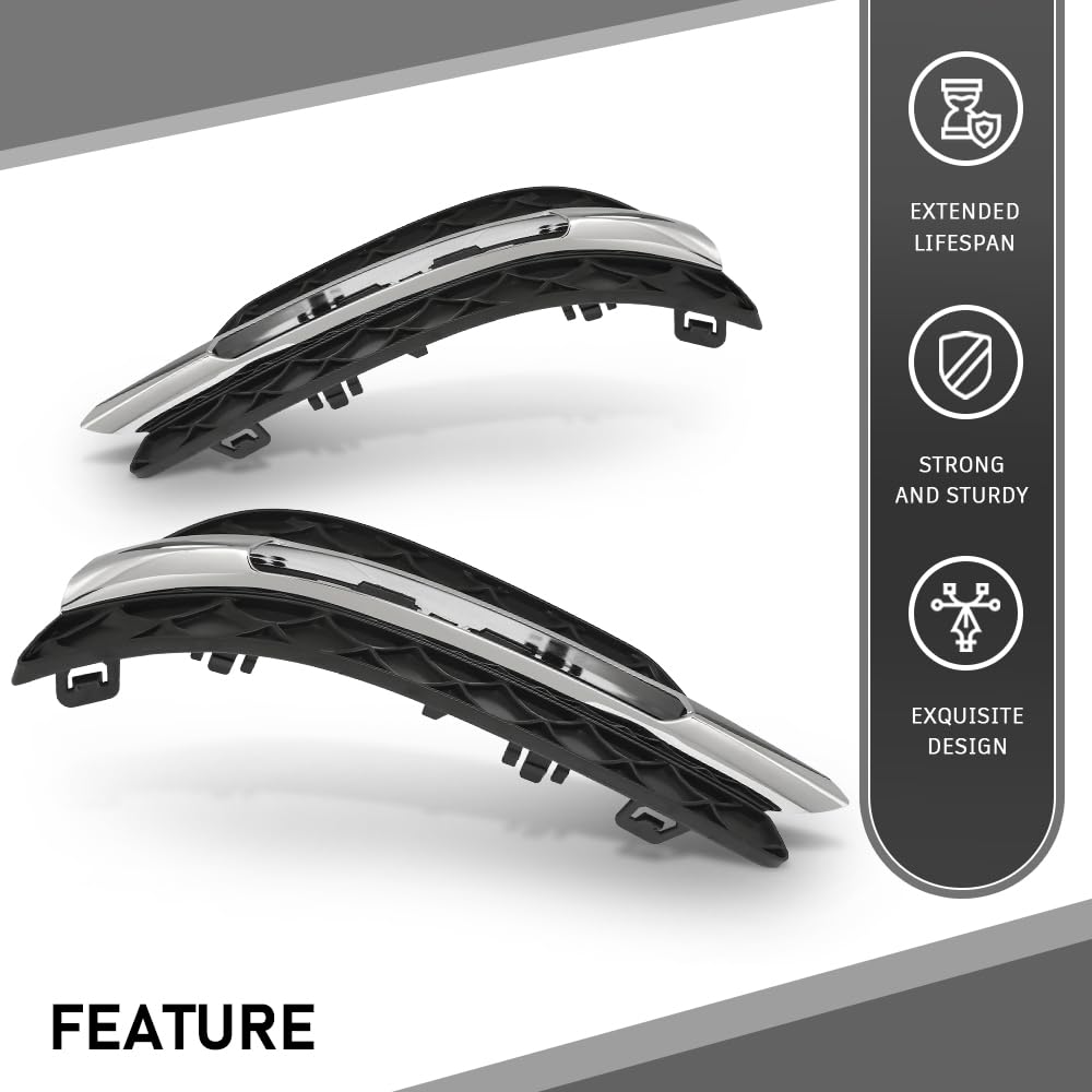 G-PLUS Pair Fog Light Cover Daytime Running Light Cover, Compatible with Benz C250 C350 2012-2015/C300 2012-2014 w/o AMG Package & Sport Package, LH Driver & RH Right 2PCS, 2048803224, 2048803324