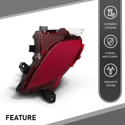 G-PLUS Rear Bumper Reflector Driver Left Side Compatible with Toyota Highlander XSE/Hybrid Bronze Edition 2020-2023 81490-0E060, 814900E060, TO1184117 Red