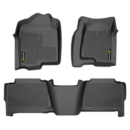 TPE Floor Mats 3PCS, Compatible with Chevy Silverado/GMC Sierra 1500 Crew Cab 1999-2006, Floor & 2nd Row, Floor Liners Interior Accessories All Weather Full Cover Protection