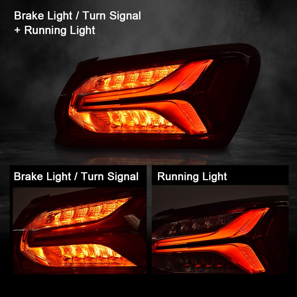 G-PLUS LED Tail Light Lamp Compatible with Chevy Malibu 2019-2022 Passenger Rear Lamps Tail Lights Red Clear lens Chrome Houning 84595943 Luces Traseras Rear Brake Lamps Assembly Faros Traseros