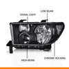 G-PLUS Headlights Compatible with Toyota Tundra 2007-2013/Compatible with Toyota Sequoia 2008-2017 Headlamps Pair Halogen Clear Lens Black Housing Clear Reflector,faros delanteros