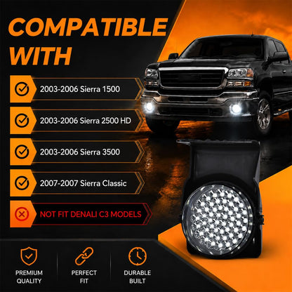 G-PLUS Bumper Fog Lights Pair Compatible With GMC Sierra 2003-2007 Pickup Truck (Smoky Lens + Wire Harness)