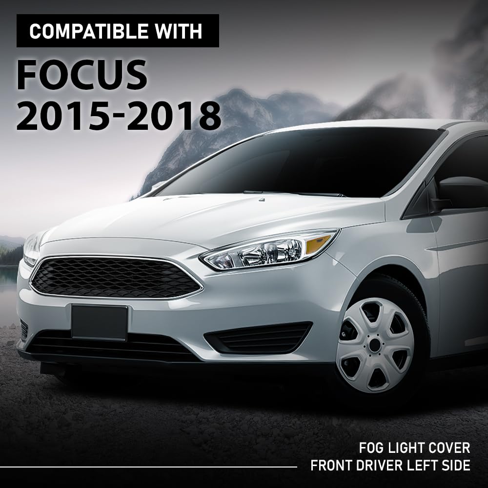 G-PLUS Front Left Fog Light Cover, Compatible with Ford Focus S 2015-2017/ Focus SE 2018, Driver Side, F1EZ17B814B, FO1038150