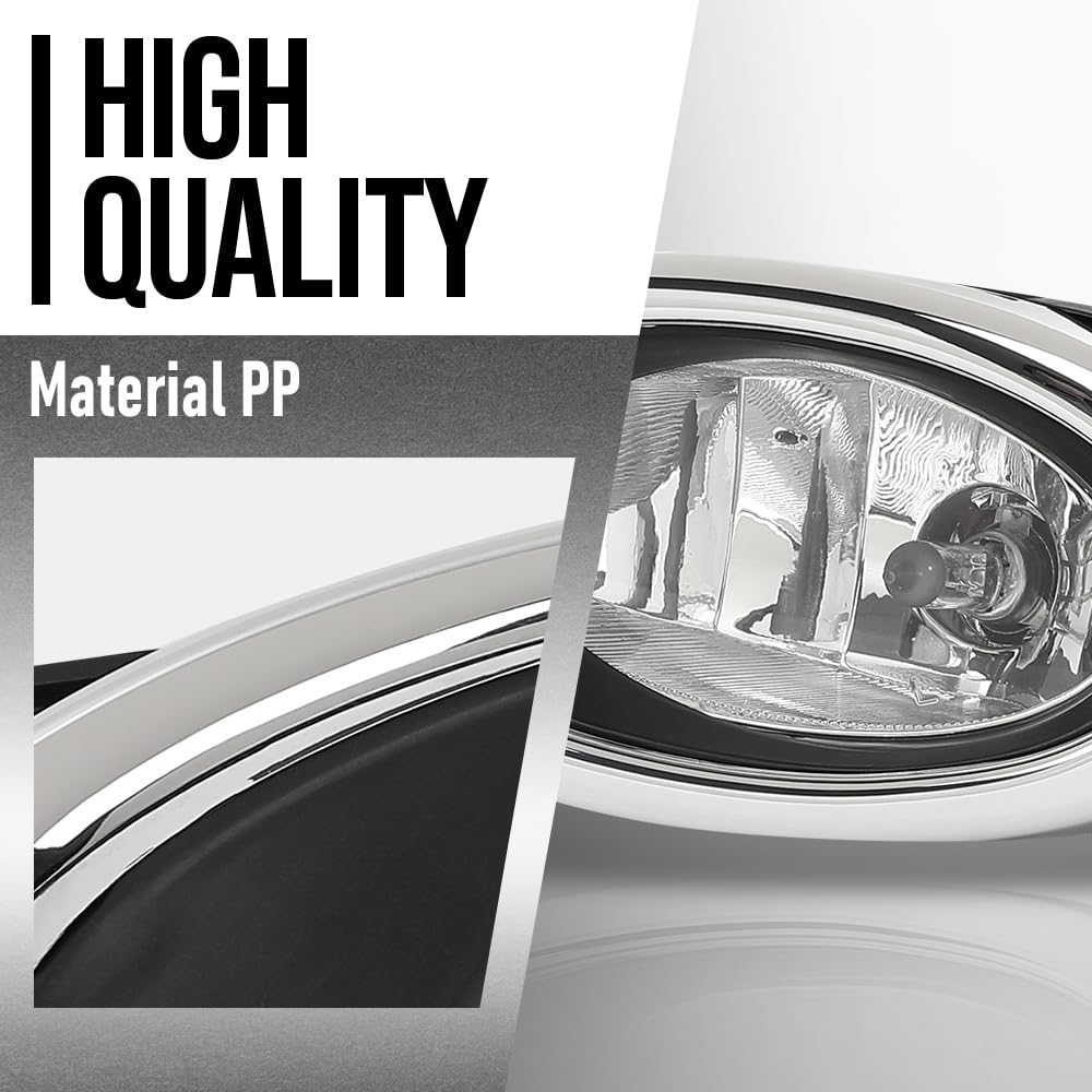 G-PLUS Clear Fog Light Lamps Pair+Black Fog Light Bezel Cover+Switch Compatible with Honda Odyssey 2014 2015 2016 2017 HO2592137, HO2593137