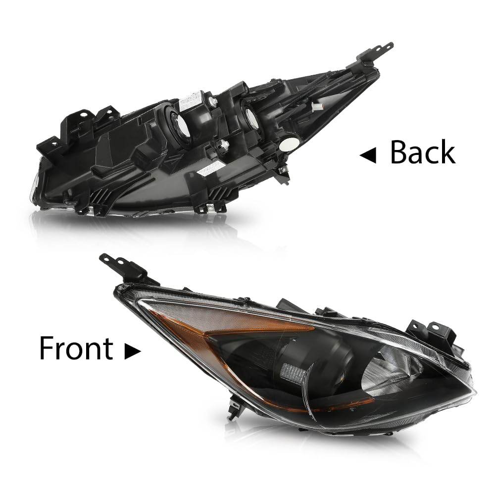 G-PLUS Headlights Assembly Front Headlamps Pair Compatible with Mazda 3 2010-2013,Fit Mazda 3 Sport 2010-2013 Clear Lens Black Housing Amber Reflector BBM4510L0K,faros delanteros