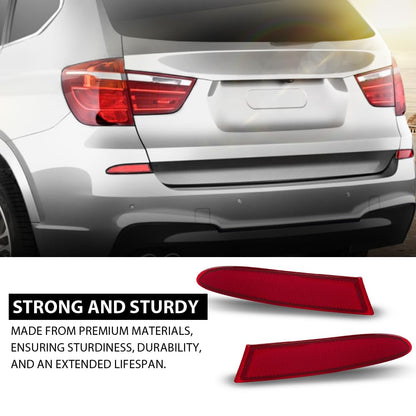 G-PLUS Rear Bumper Reflector Compatible with BMW X3 2011-2017 M Aerodynamics Package (Code S715A) 63147217316, 63147217315, BBM1185104C, M1184104C RH&LH Red