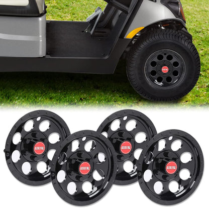 G-PLUS 10" Black Wheel Cover Hub Caps Compatible with EZGO Club Car and Yamaha Golf Cart Hubcaps Set of 4