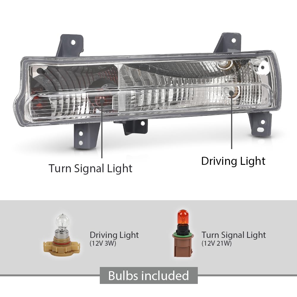 G-PLUS Parking Light Driver Side Compatible with Jeep Compass 2017-2021 55112721AB,CH2520147 Clear Lens