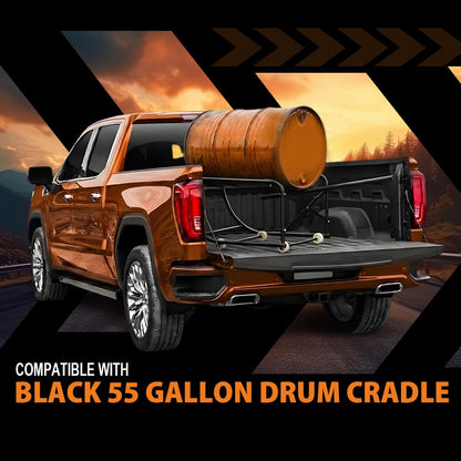 G-PLUS 55 Gallon Drum Cradle Stand Rack 600 Lbs Capacity w/ 4 Wheels Black