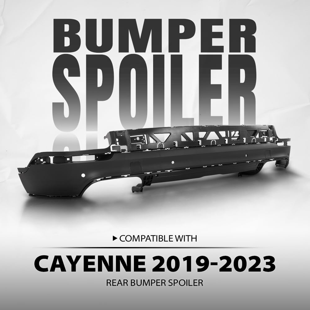 G-PLUS Rear Bumper Spoiler Lower Compatible with Porsche Cayenne 2018-2023 Without Turbo, Without Sport Design Package, with Parking Sensor Cut-Outs 9Y0807543AG2X, 9Y0-807-543-A-G2X Black