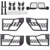 G-PLUS Tubular Doors Compatible with Jeep Wrangler 2007-2018 JK Unlimited 4 Door Steel Textured Black Front & Rear Tube Doors with Side View Mirrors & Mounting Hardware