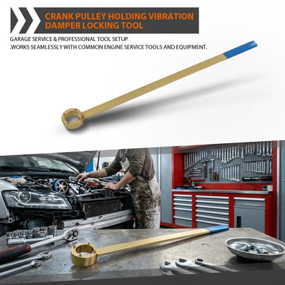 G-PLUS Crank Pulley Holding Vibration Damper Locking Tool Compatible with TFSi/TSi 1.8 & 2.0L TSI Petrol Engines Found in The VAG Ranges 45 Steel Gold