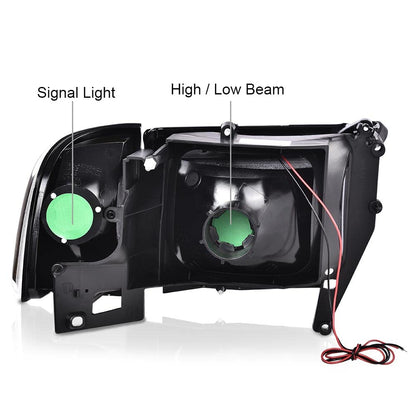 G-PLUS DRL LED Headlights Compatible with Dodge Ram 1500 1994-2001,Fit Dodge Ram 2500 3500 1994-2002(Not for Ram Sport) Headlamps Assembly w/o Bulbs Clear Lens Black Housing Amber Reflector