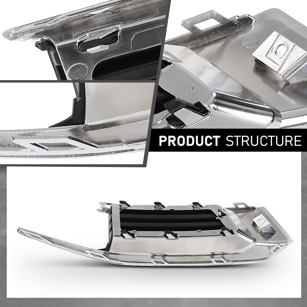 G-PLUS Fog Light Cover Bezel Trim Front Left Side Compatible with Cadillac XTS 2018-2019 Chrome Black