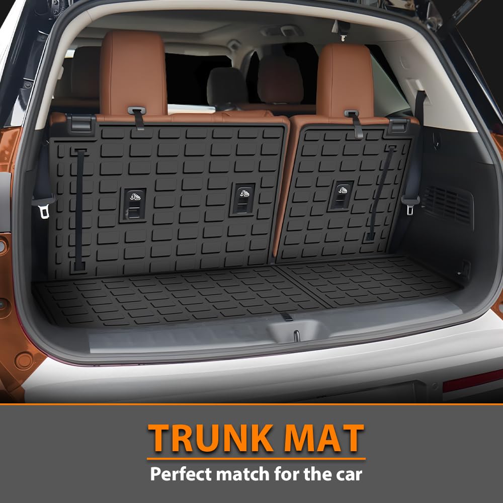 G-PLUS TPE Floor Mats Fit Nissan Pathfinder 2022-2026 7 & 8 Seats 1st & 2nd & 3rd Row & Trunk Mat Truck Accessories Cargo Liners All Weather Protection 5PCS Black Alfombras para Carro