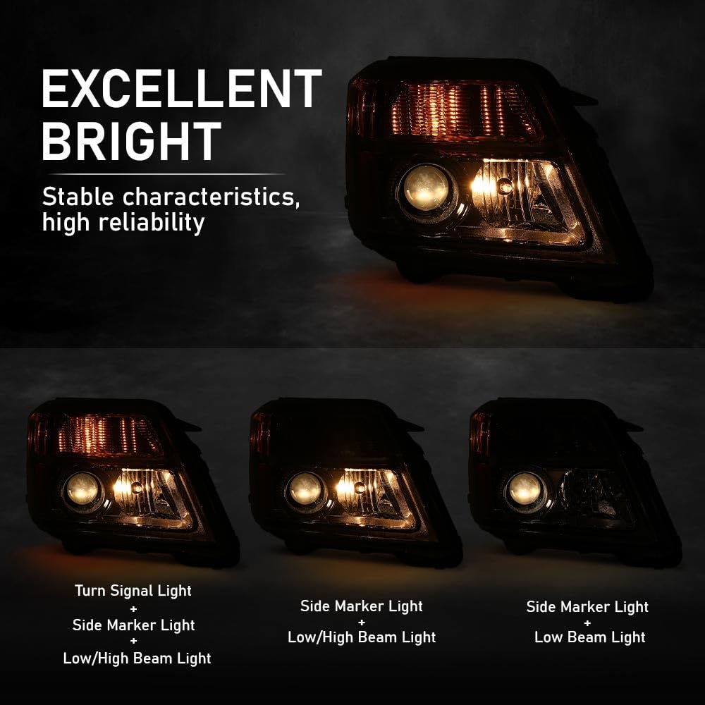 G-PLUS Projector Headlights Left & Right Side Compatible with GMC Terrain (submodel: SLE, SLT) 2010-2015 Not Fit for Denali Models Clear Lens Chrome Housing Bumper Headlamps,faros delanteros