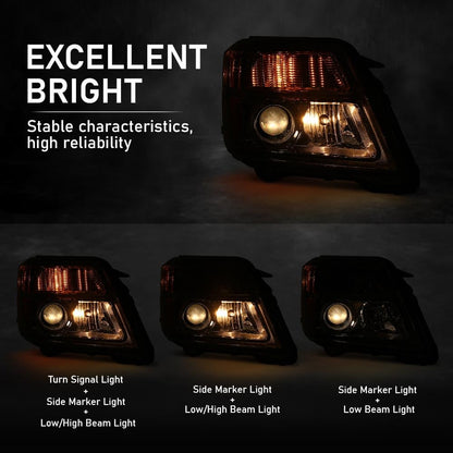G-PLUS Projector Headlight Compatible with GMC Terrain (submodel: SLE, SLT) 2010-2015 /Fit Terrain SL 2015 Right Passenger Front Clear Lens Chrome Housing Bumper Headlamps,faros delanteros