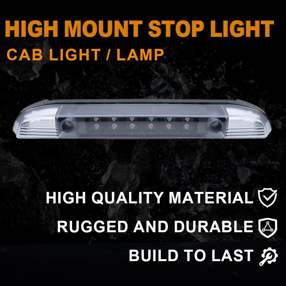 G-PLUS Third 3rd Brake Cargo Light Compatible With 2001-2004 Nissan Frontier Pickup Rear Roof Center High Mount Tail Lamps Replacement Black Housing Clear Lens