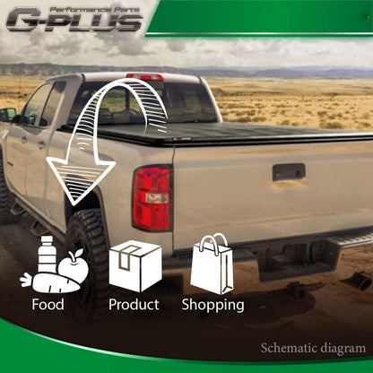 G-PLUS T3 Tri Fold Car Bed Cover Compatible with 2019-2021 Chevy Silverado/GMC Sierra 1500, Hard Top Truck Bed Tonneau Cover | 5' Extra Short Bed |,Black