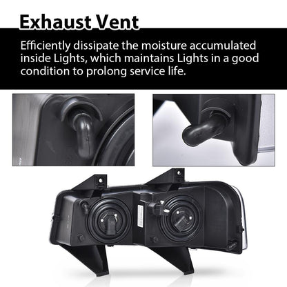 G-PLUS Headlight w/Bulbs Fit Chevy Express GMC Savana 1500 2003-2014/2500 3500 4500 2003-2023,Right Headlamp Clear Lens Black Housing Amber Reflector Bumper Headlamps,faros delanteros Assembly