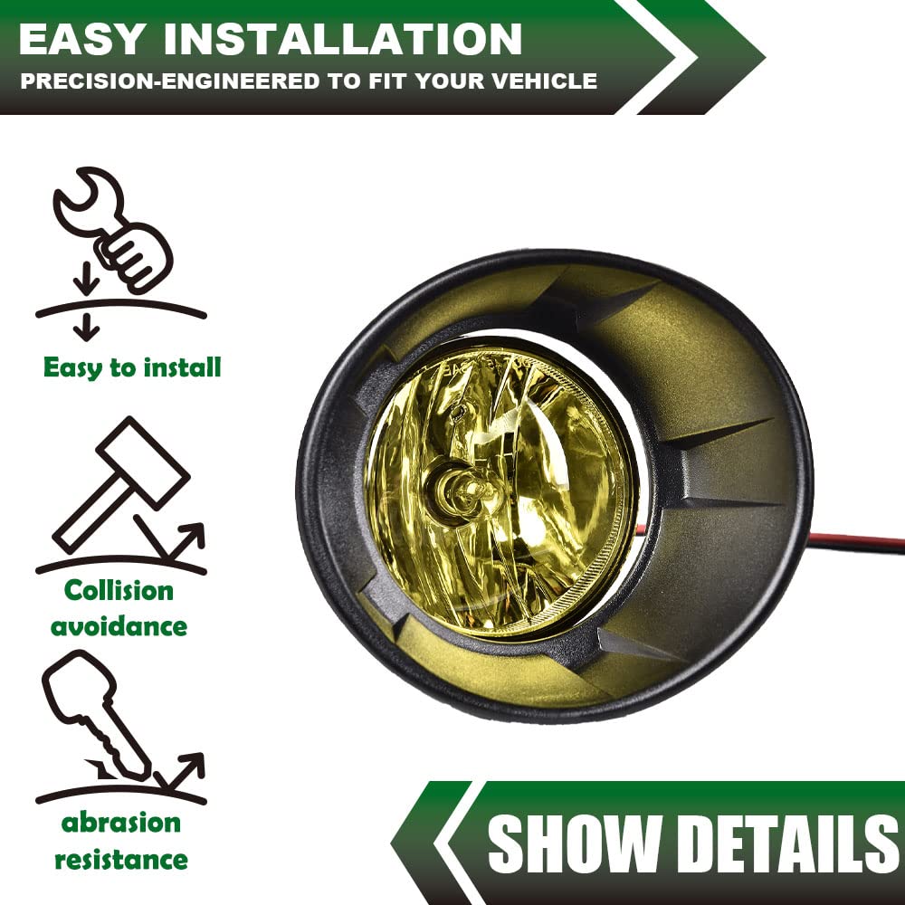 G-PLUS Front Bumper Fog Light Kit Compatible With 2010-2013 Chevy Camaro(NOT Fit For ZL1 Models or RS (RALLY SPORT) Models) GM1038118 GM1039118 Fog Lamps Wiring & Switch Kit (Yellow Lens)