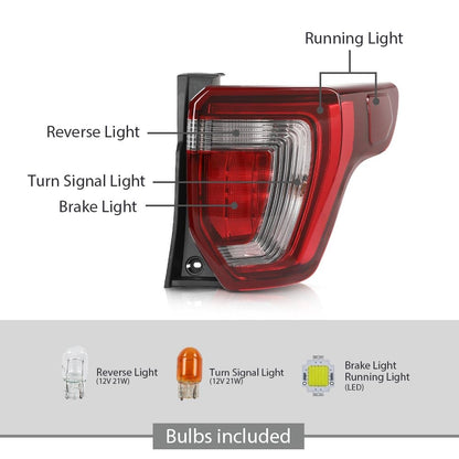 G-PLUS Tail Light Assembly Rear Brake Lamp Right with Wiring Harness & Bulb Compatible with Ford Explorer 2016-2019 FB5Z13404G Faros Traseros Luces Traseras